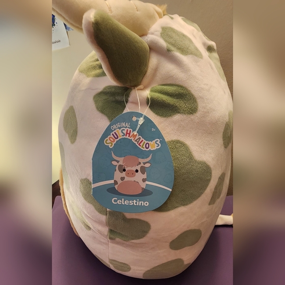 NWT Squishmallows Celestino Green Spotted Highland Cow - Picture 4 of 5